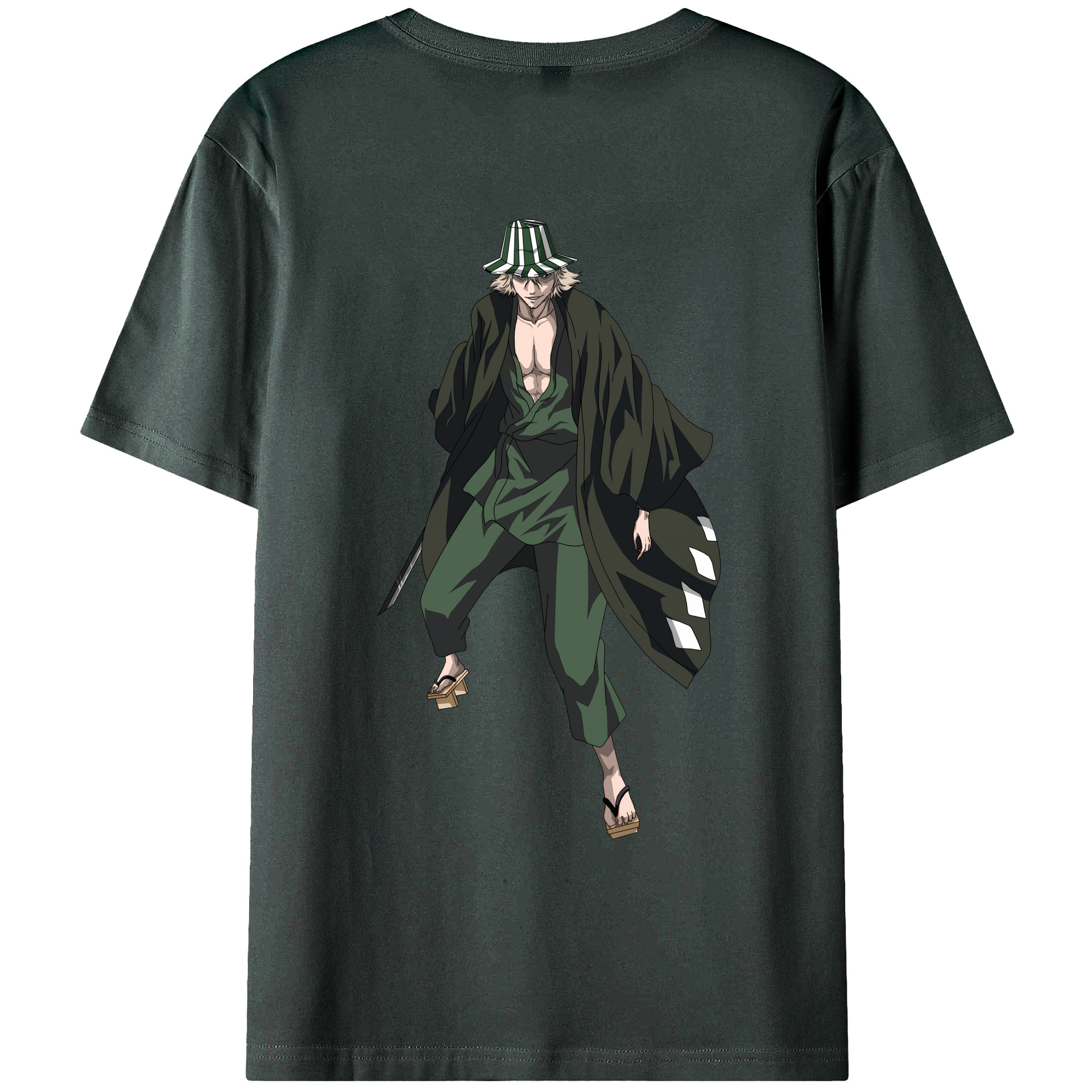 （画像用） "ブリーチ 浦原 喜助（うらはら きすけ） BLEACH Urahara Kisuke " 綿100％ メンズ半袖Tシャツ（バックプリント） 通気性